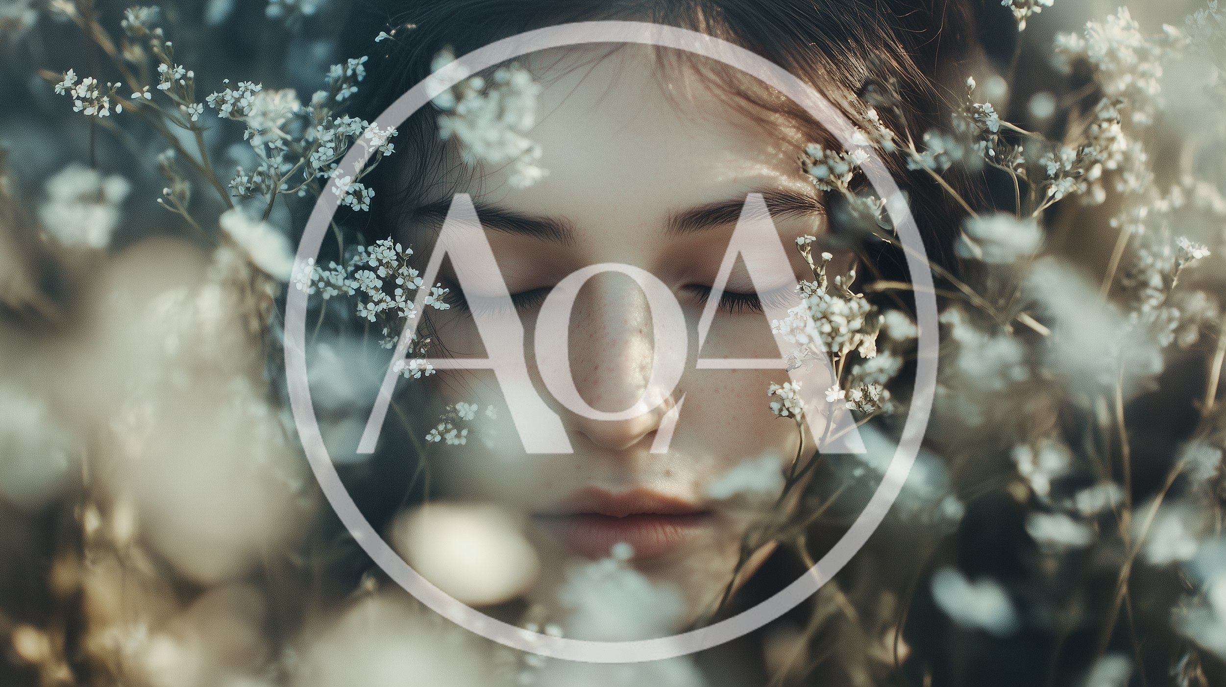 Young Woman With Closed Eyes Surrounded By White Flowers