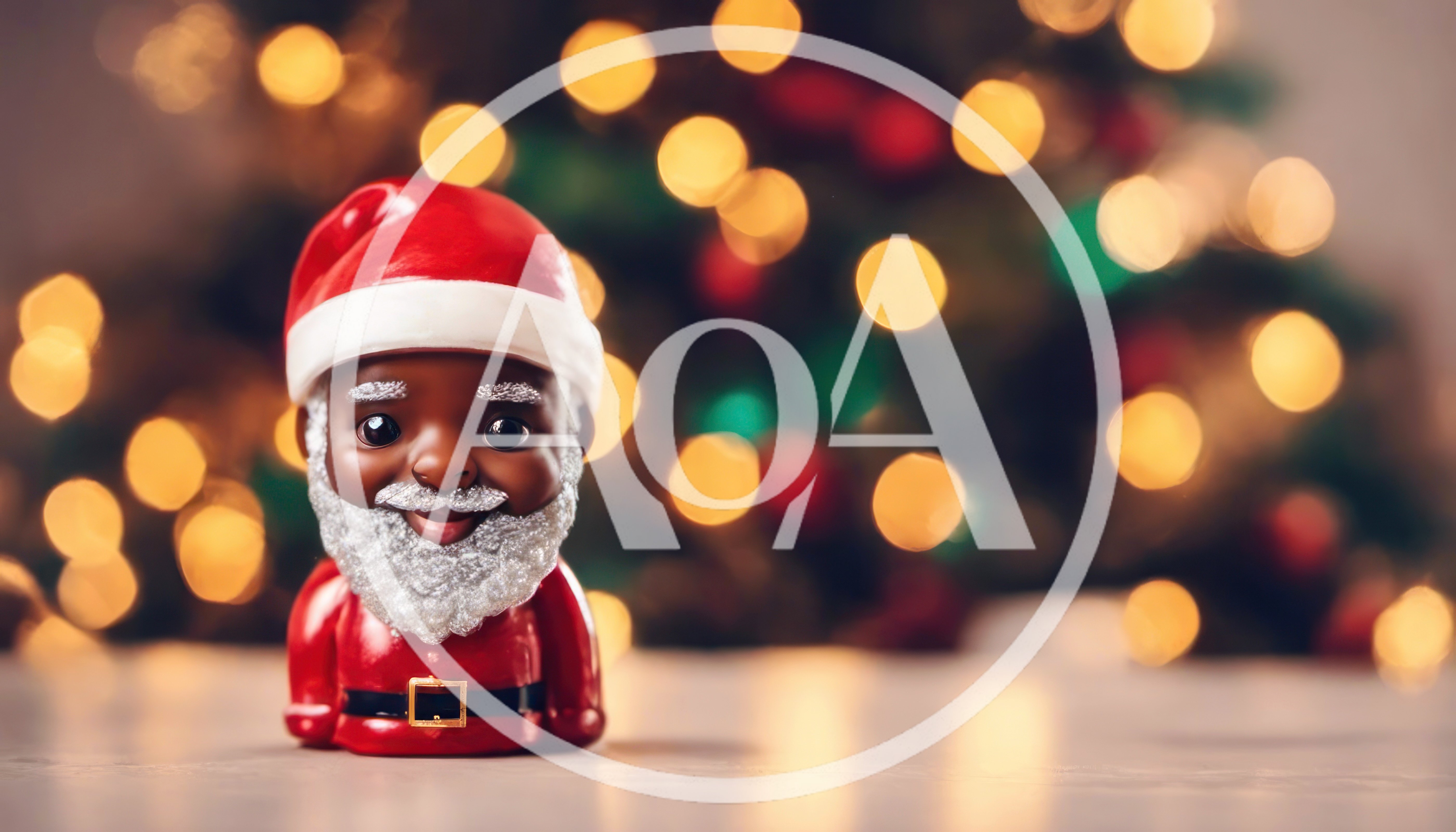 Small Santa Claus Figurine With Christmas Tree Bokeh Background