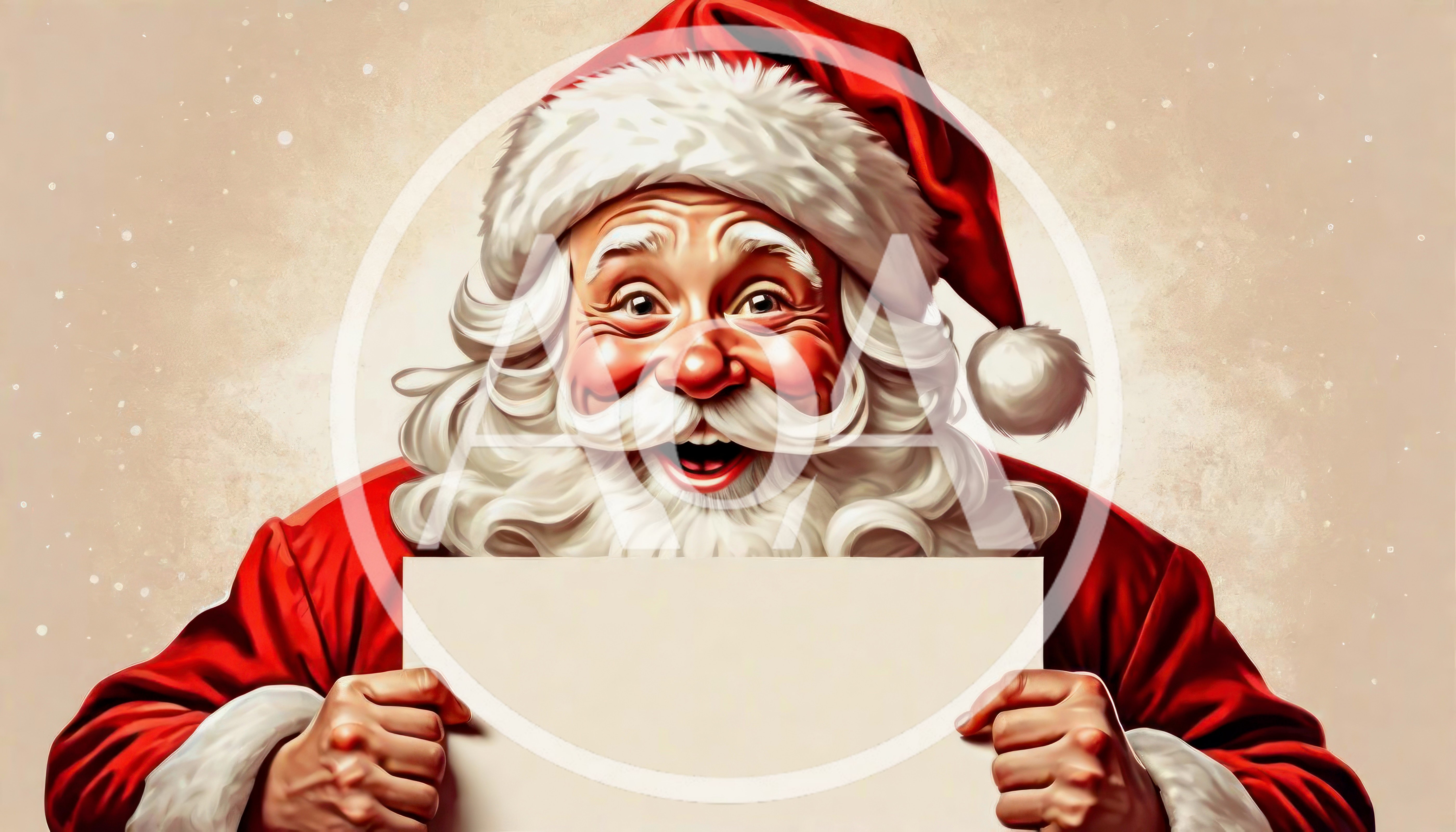 Santa Claus Holding A Blank Sign