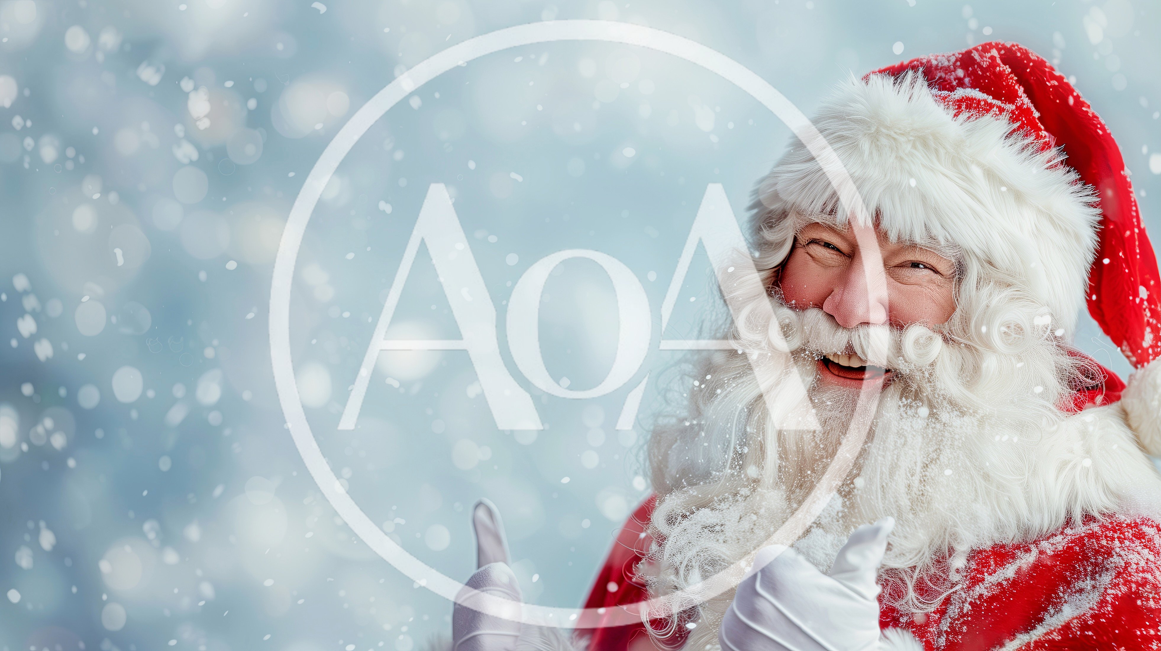 Happy Santa Claus Giving Thumbs Up In Snow