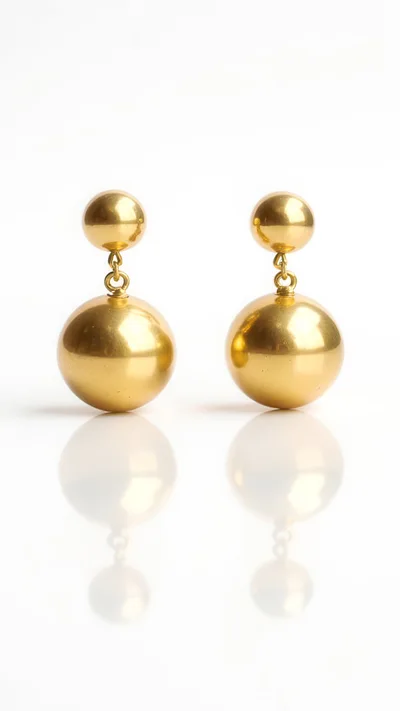 Pair Of Gold Sphere Drop Earrings