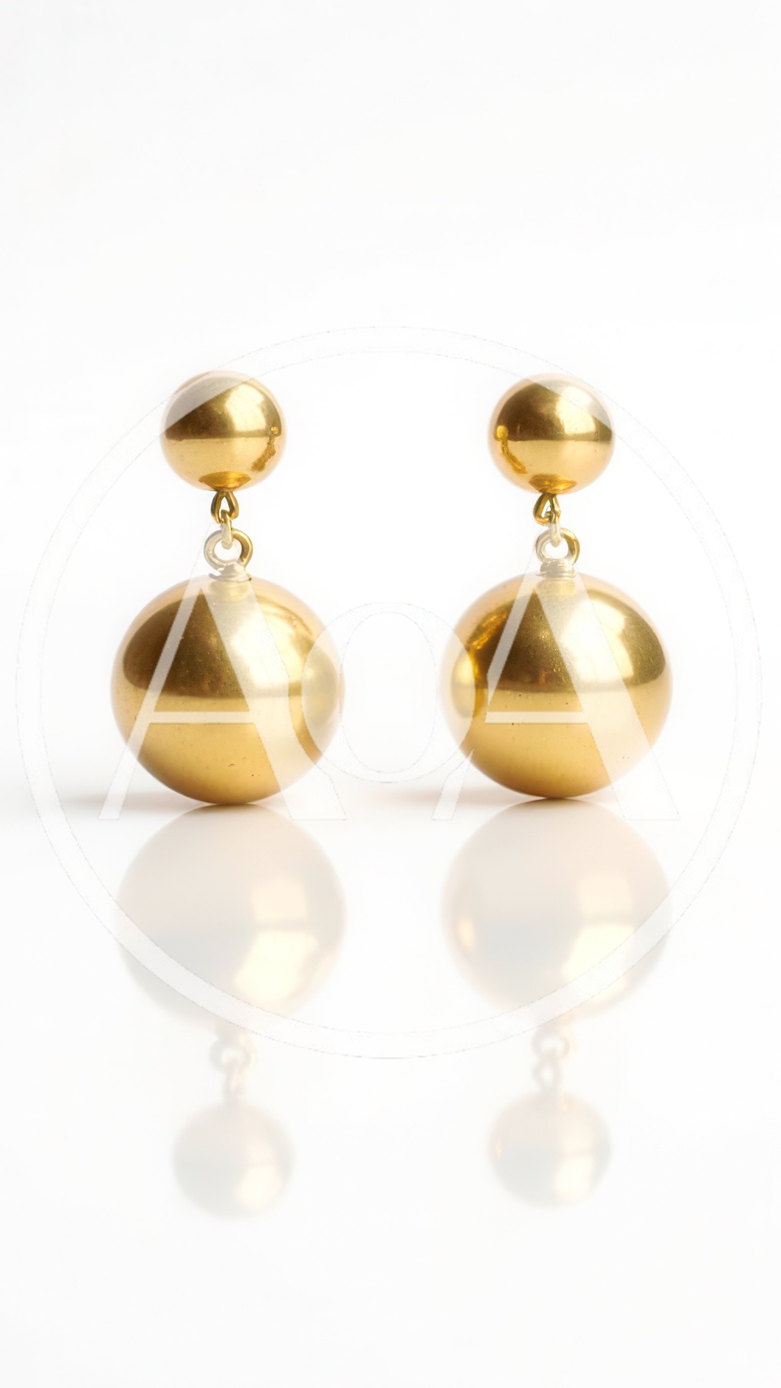 Pair Of Gold Sphere Drop Earrings