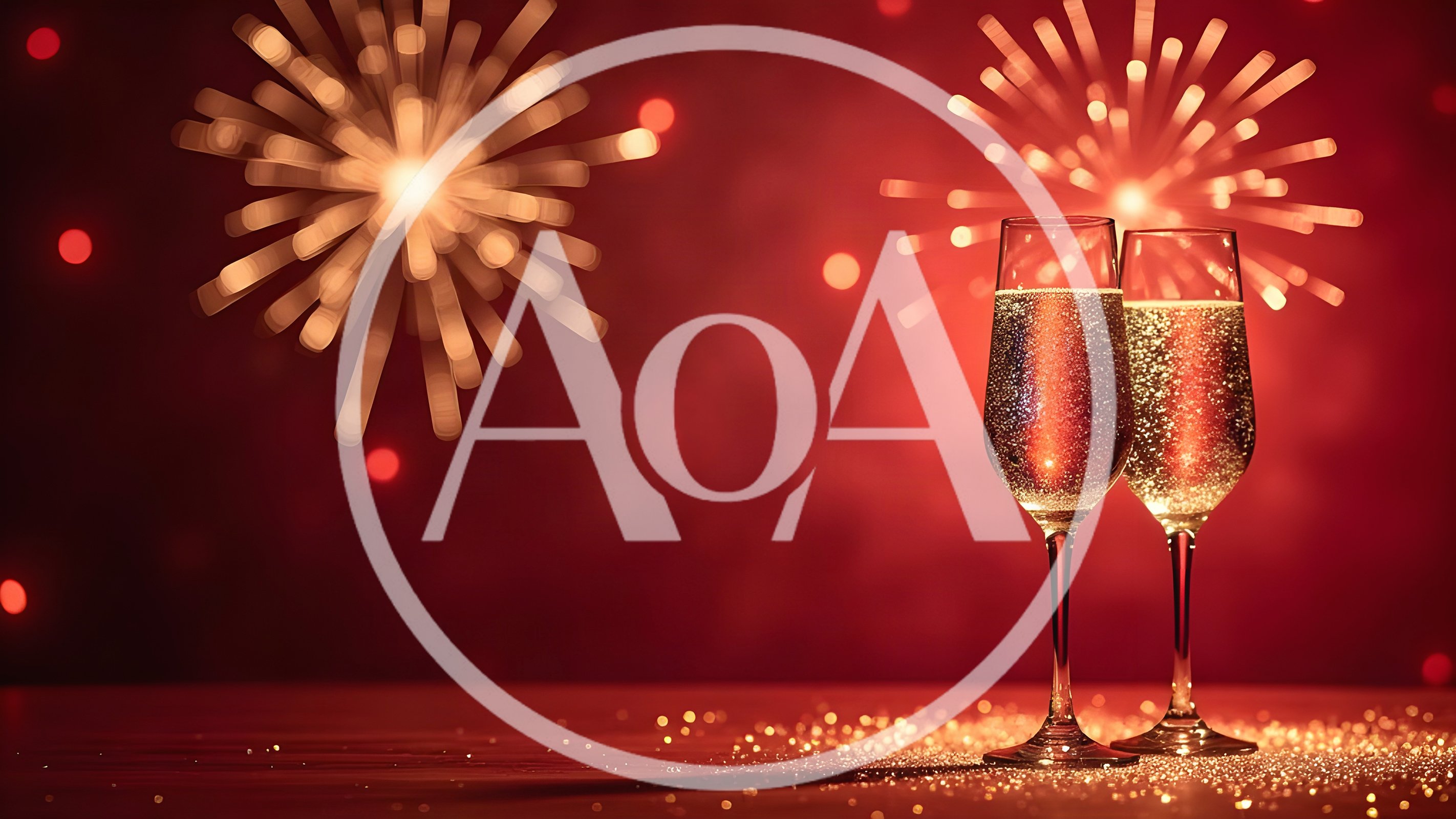 Two Champagne Flutes With Fireworks Background