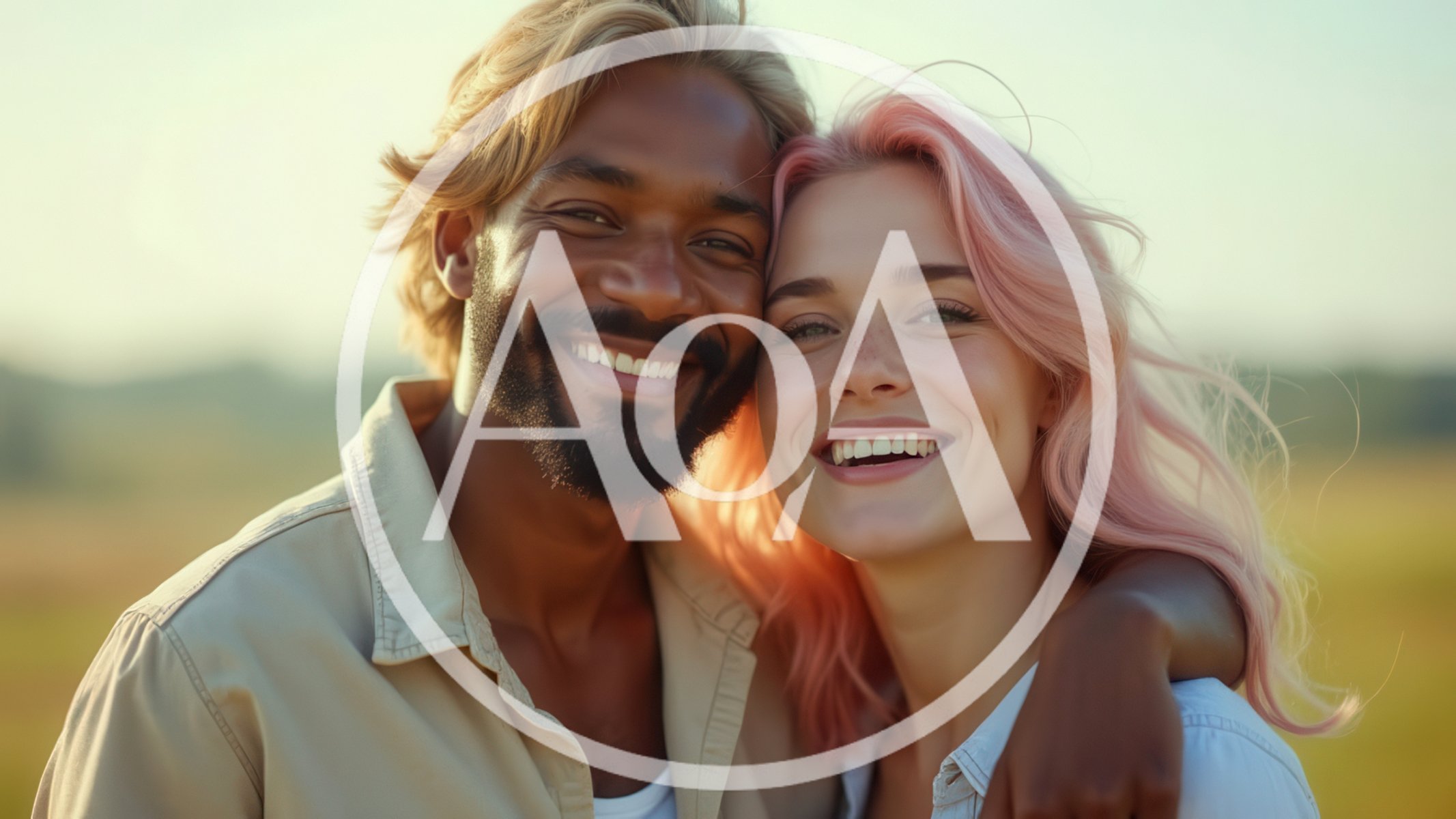 Happy Interracial Couple Smiling Together Outdoors