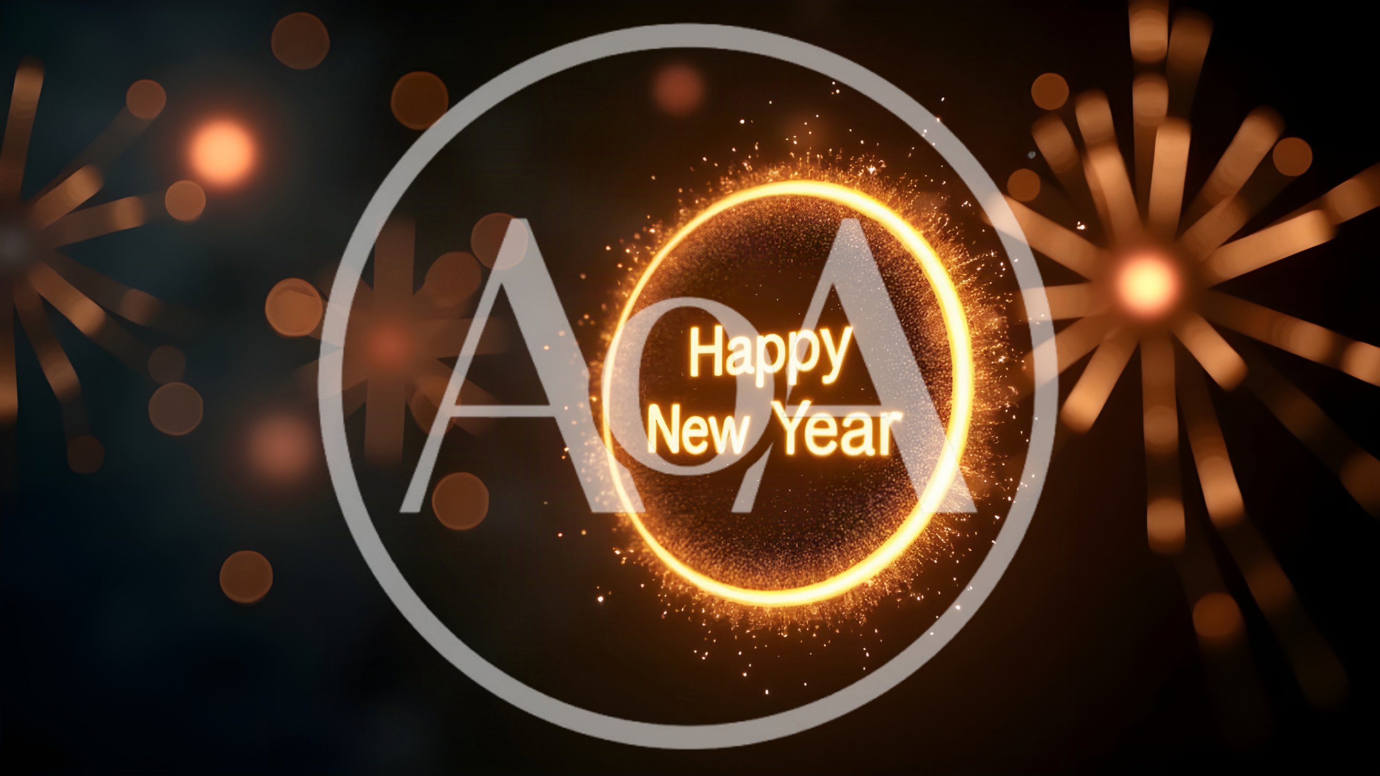 Glowing Happy New Year Text With Fireworks