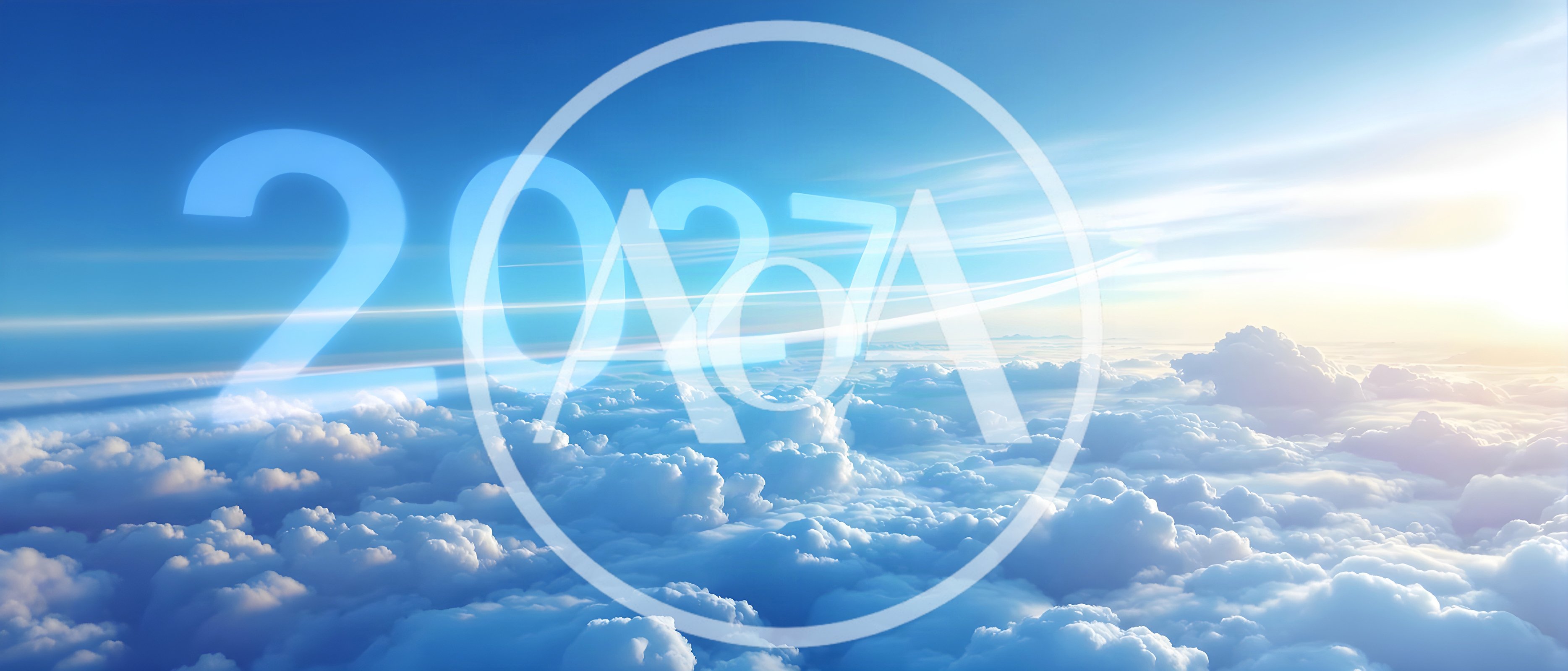 Glowing 2027 Text Floating Above Clouds
