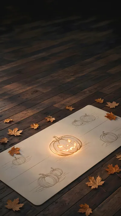 Happy halloween yoga mat background with pumpkin design and copy
