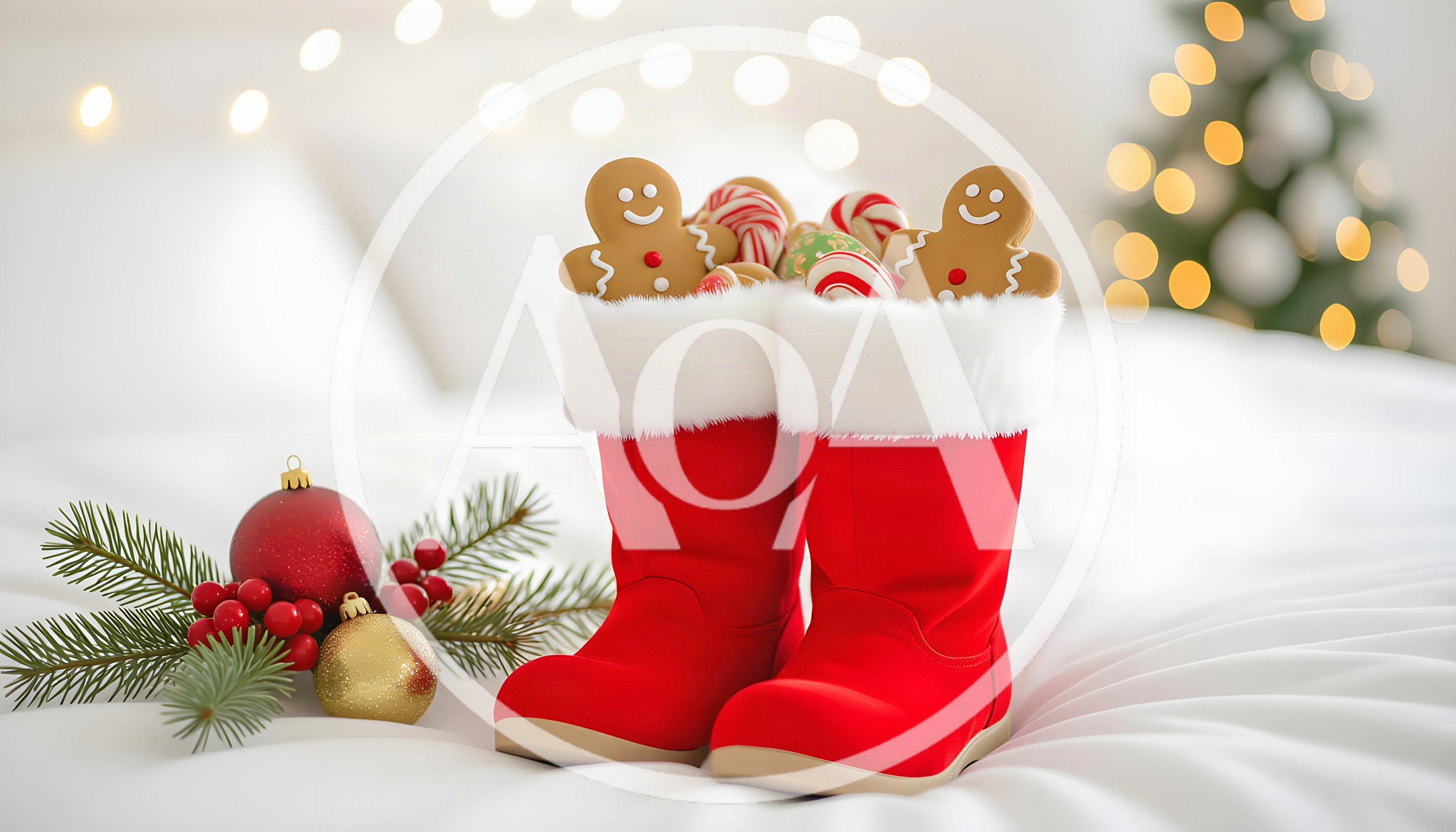 Christmas Stocking Boots Filled With Gingerbread Cookies
