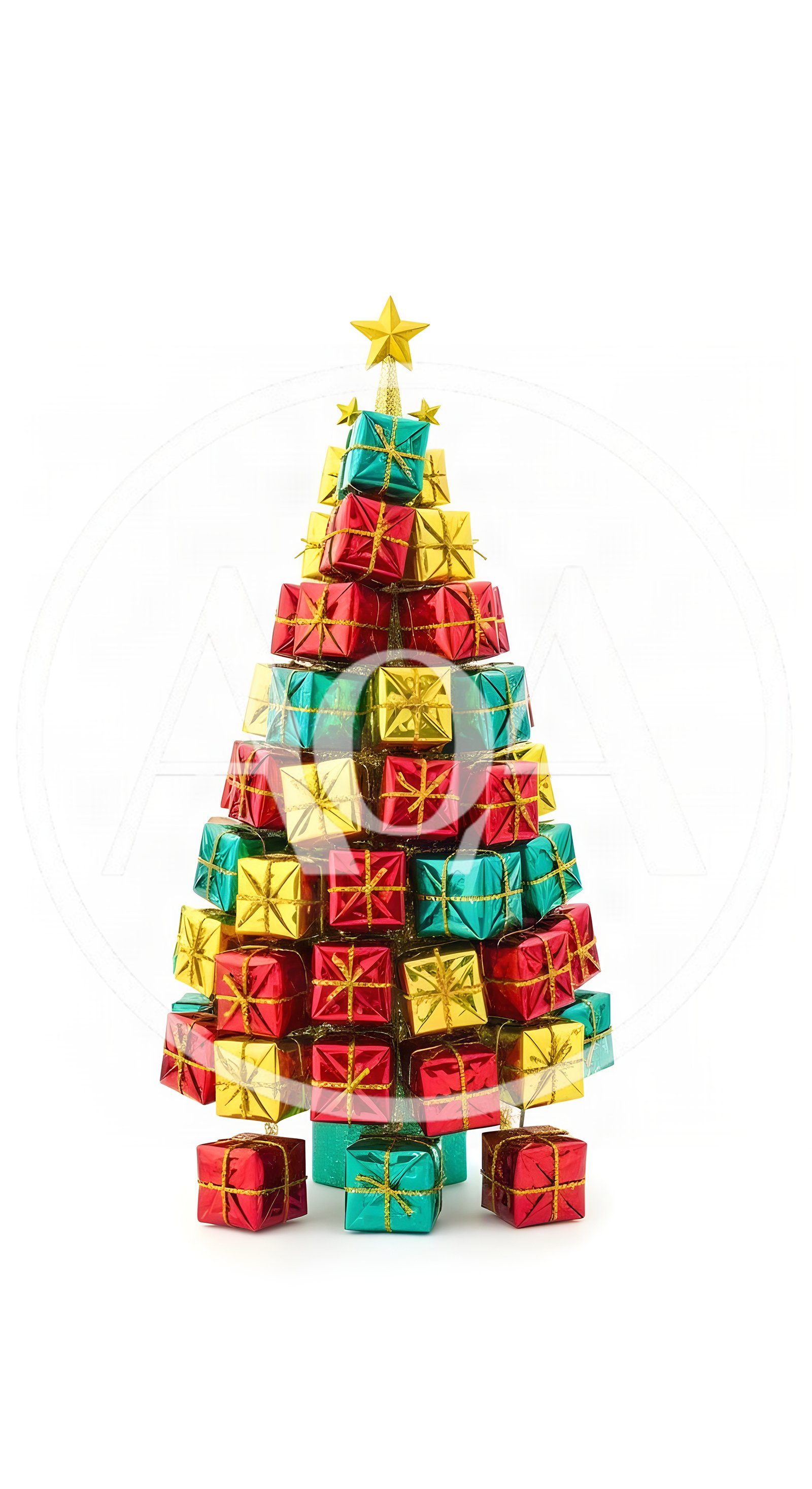 Christmas Tree Made Of Wrapped Gift Boxes