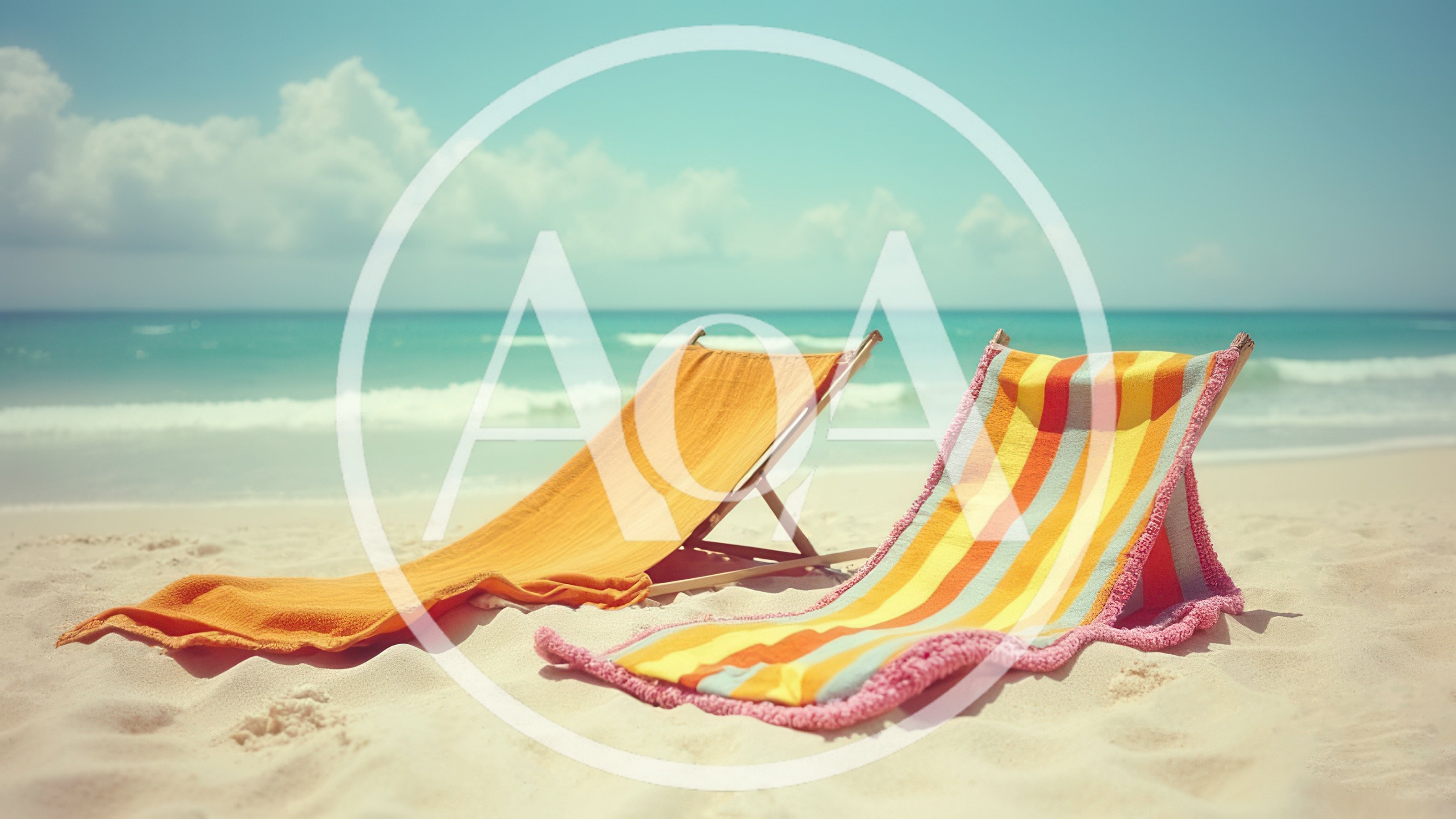 Two Empty Beach Chairs On A Sunny Tropical Shore