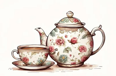 Vintage Floral Teapot And Teacup Set