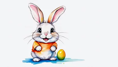 Cute Cartoon Easter Bunny Wearing An Orange Shirt
