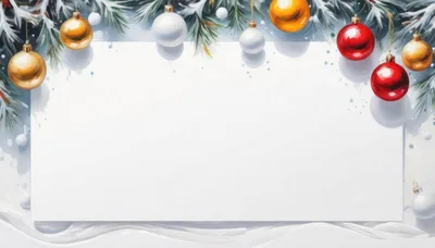 Christmas Ornament Border With Blank White Paper Frame