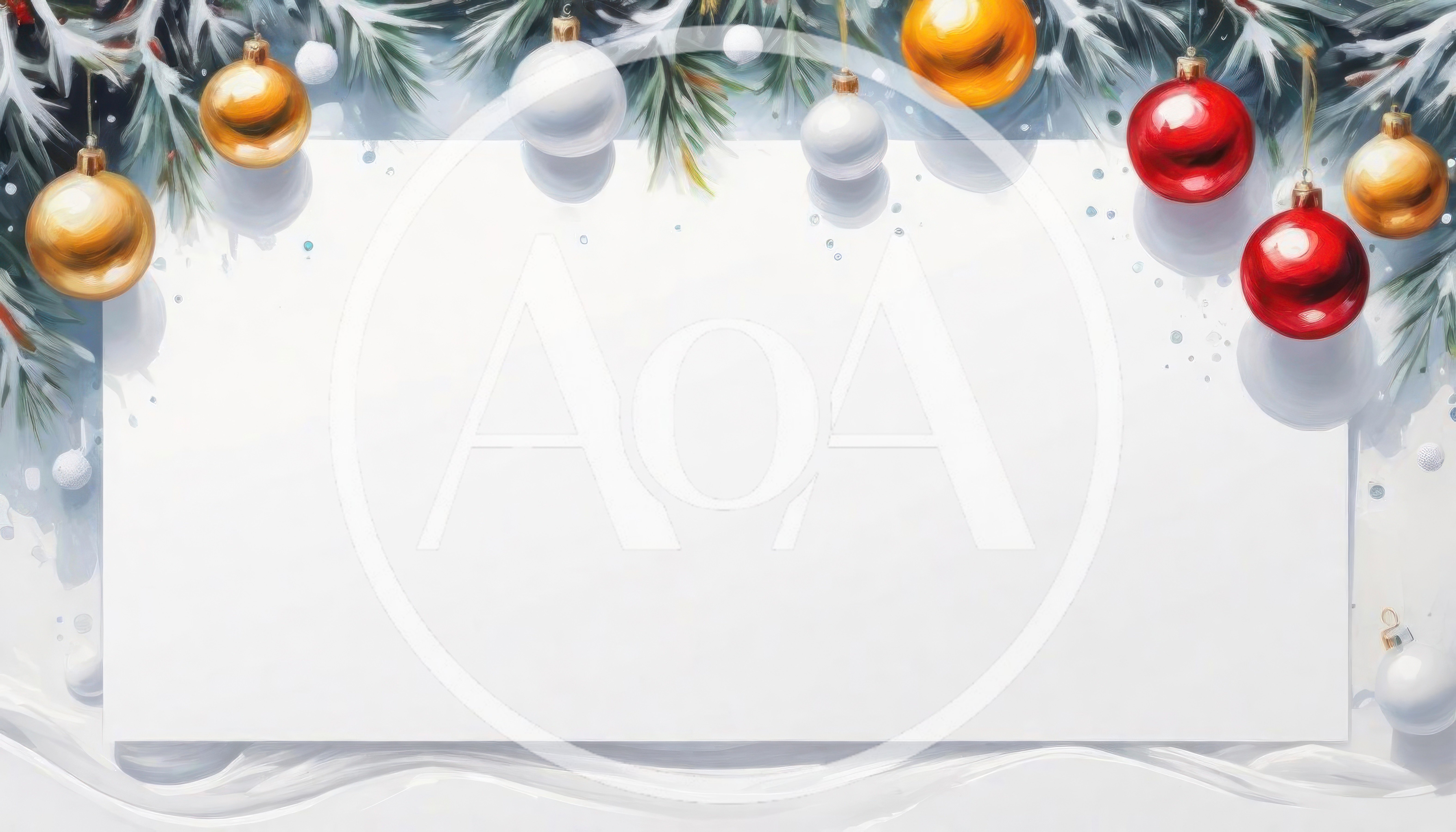 Christmas Ornament Border With Blank White Paper Frame