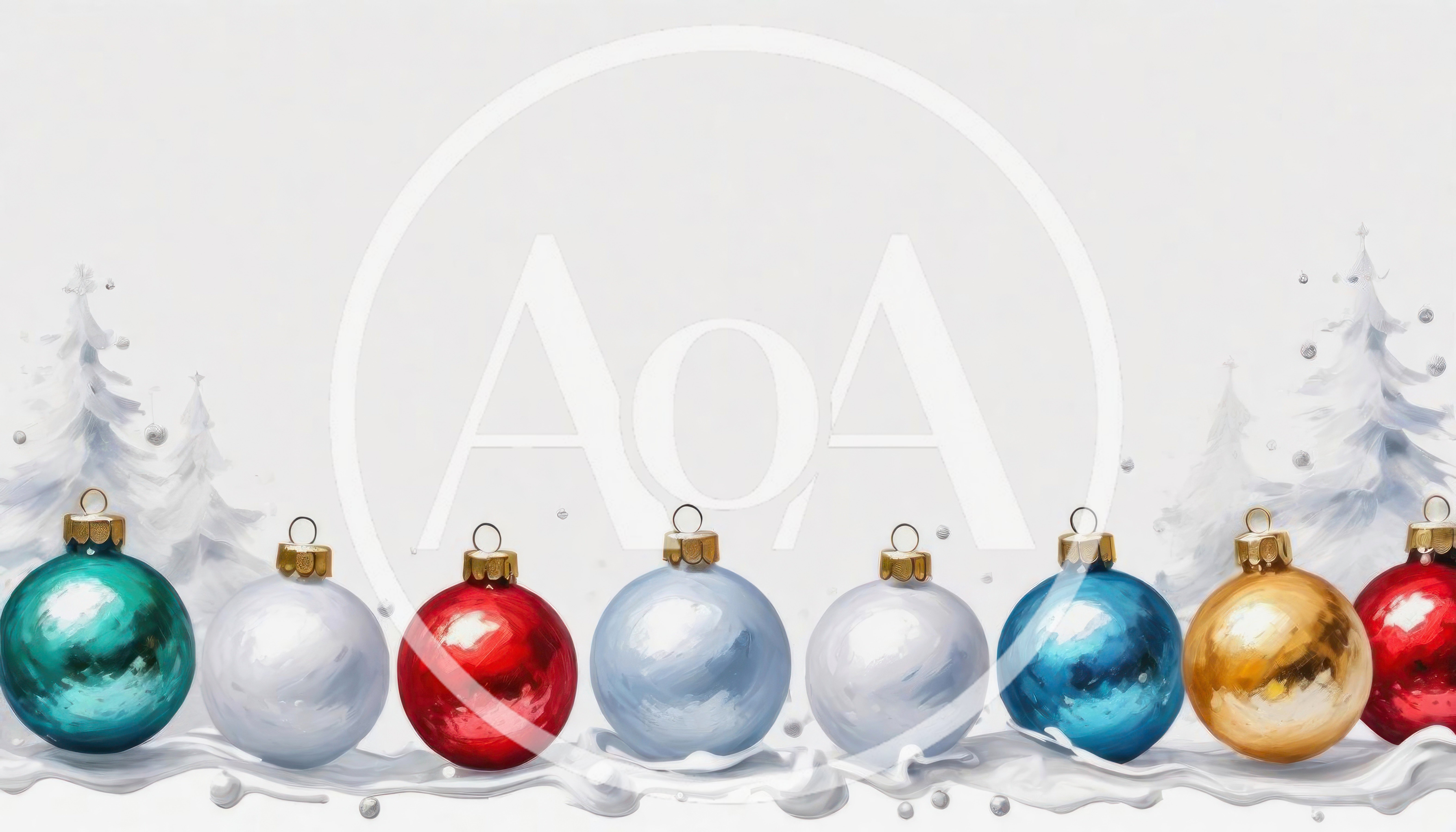 Christmas Ornaments Arranged In A Row