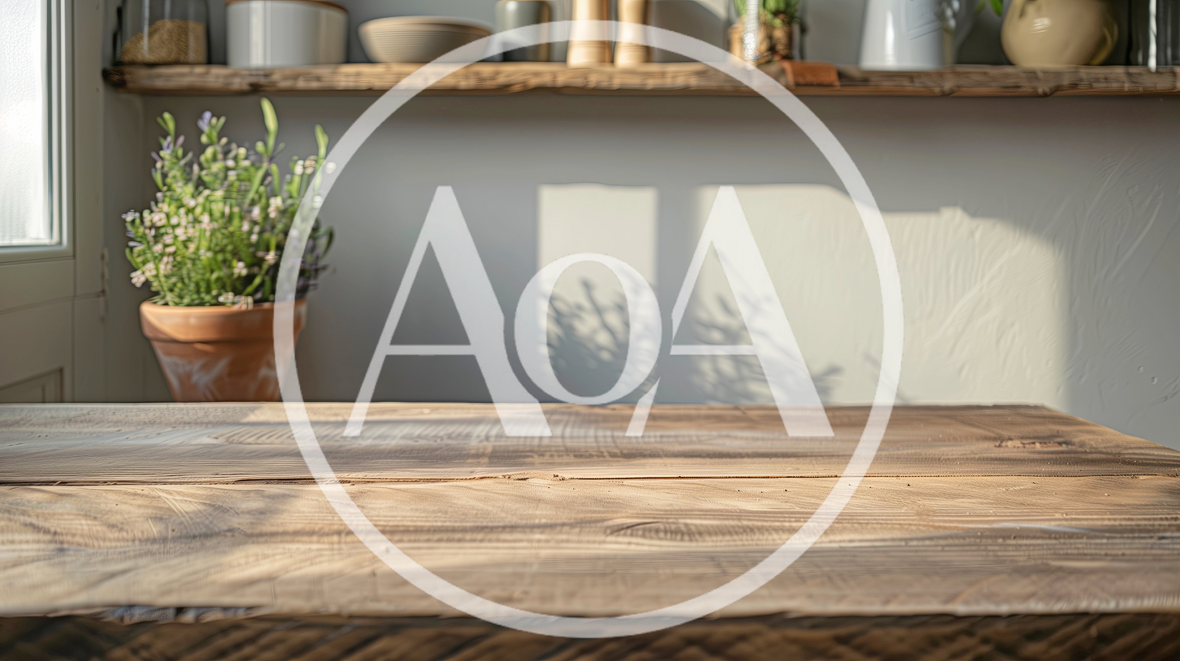 Rustic Wooden Table Surface With Kitchen Background