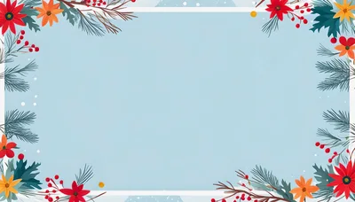 Christmas Holiday Frame With Poinsettias And Pine Branches