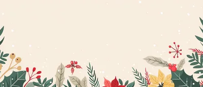 Christmas Botanical Border With Festive Foliage And Berries