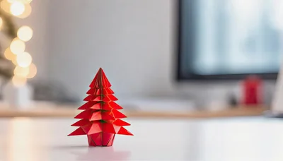 Red Origami Christmas Tree Decoration