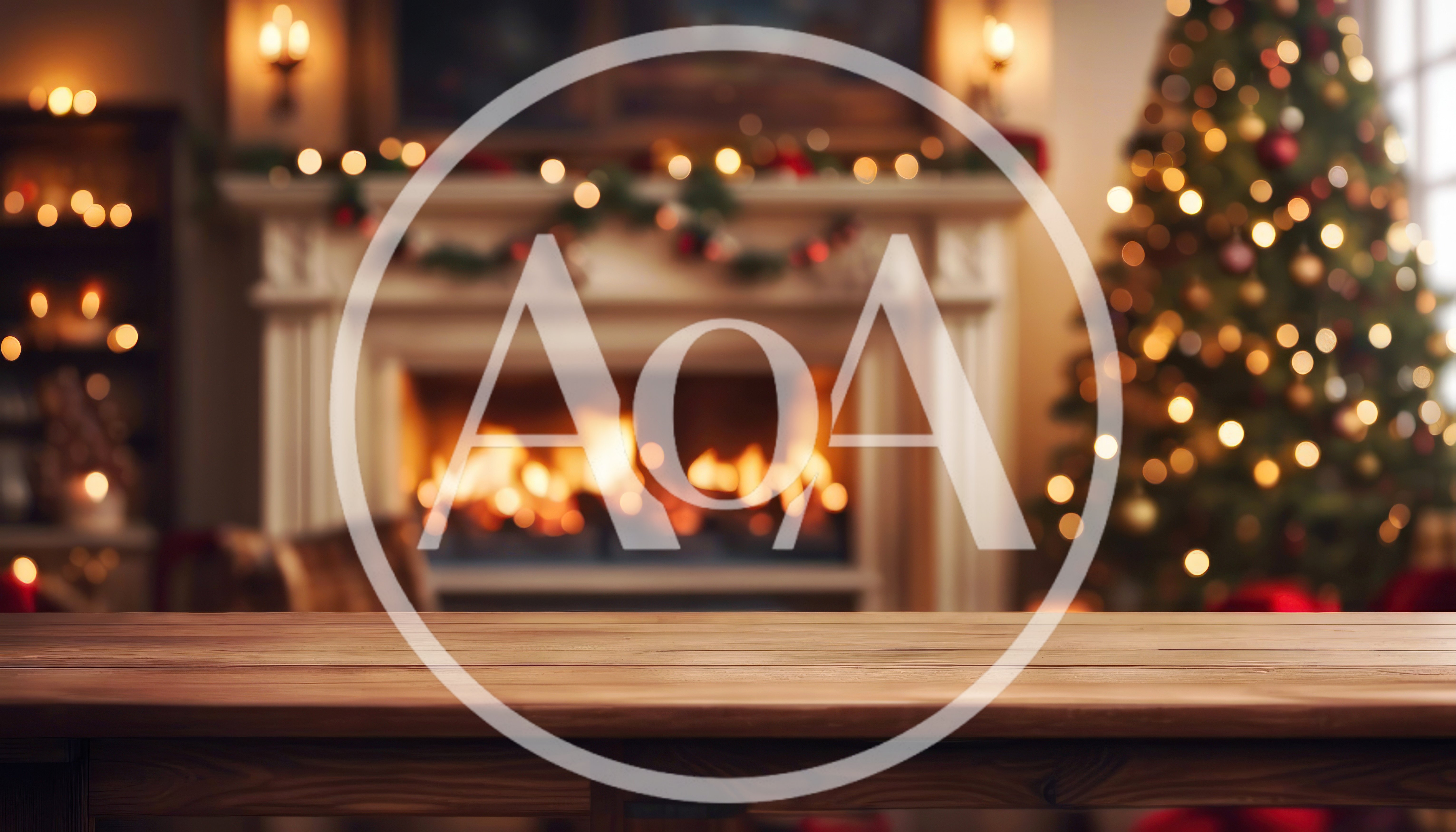 Empty Wooden Table In A Cozy Christmas Living Room