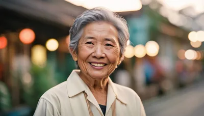Portrait Of A Smiling Elderly Asian Woman