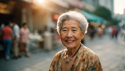 Portrait Of A Smiling Elderly Asian Woman