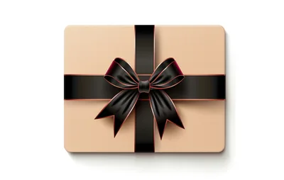 Gift Box With Black Ribbon And Bow
