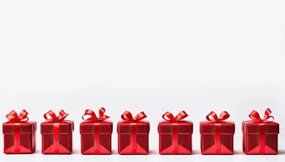 Seven Red Gift Boxes In A Row
