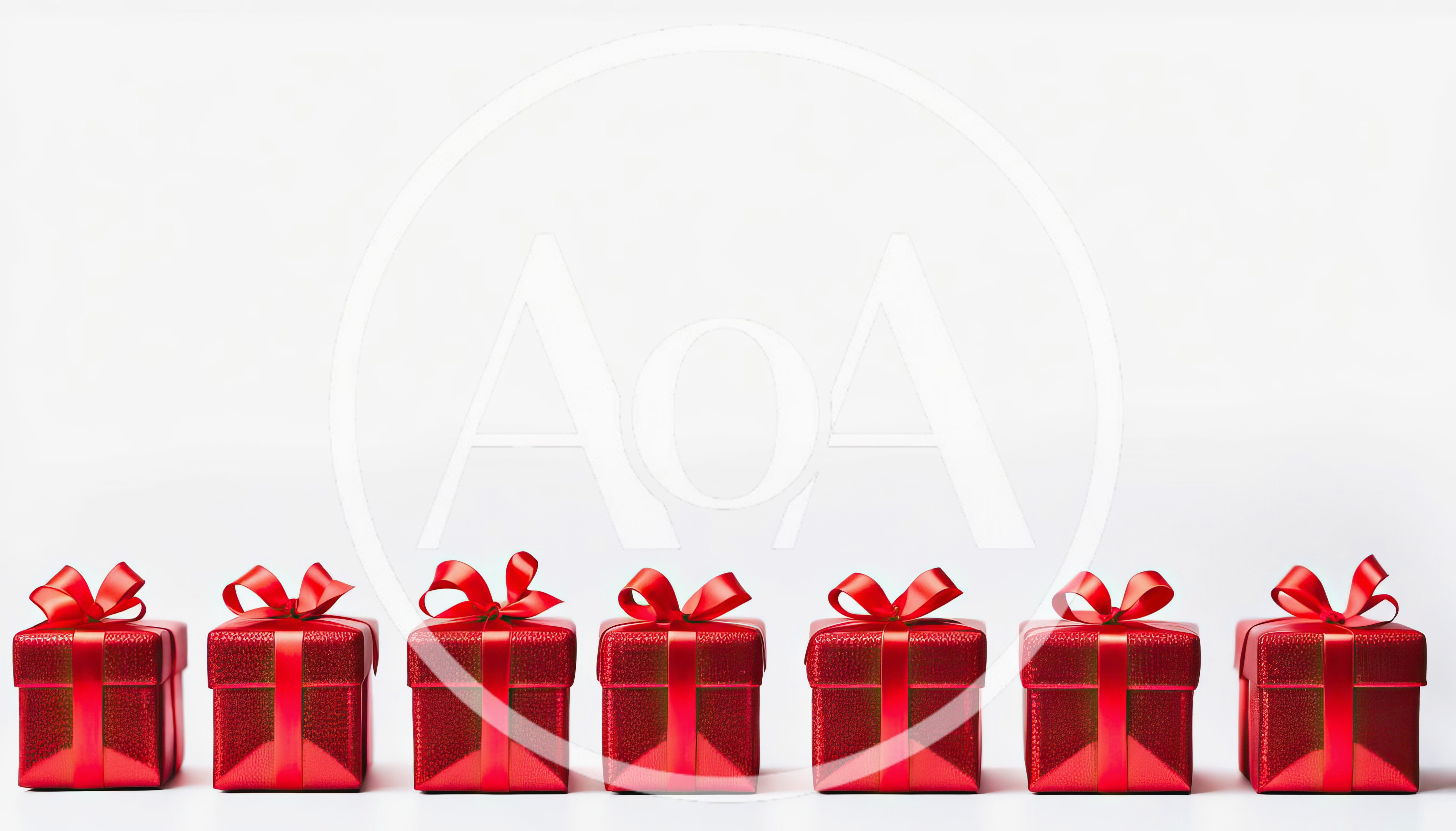 Seven Red Gift Boxes In A Row