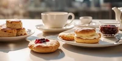 Traditional Afternoon Tea With Scones And Jam