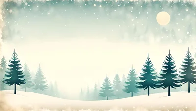 Winter Forest Landscape With Snow And Full Moon