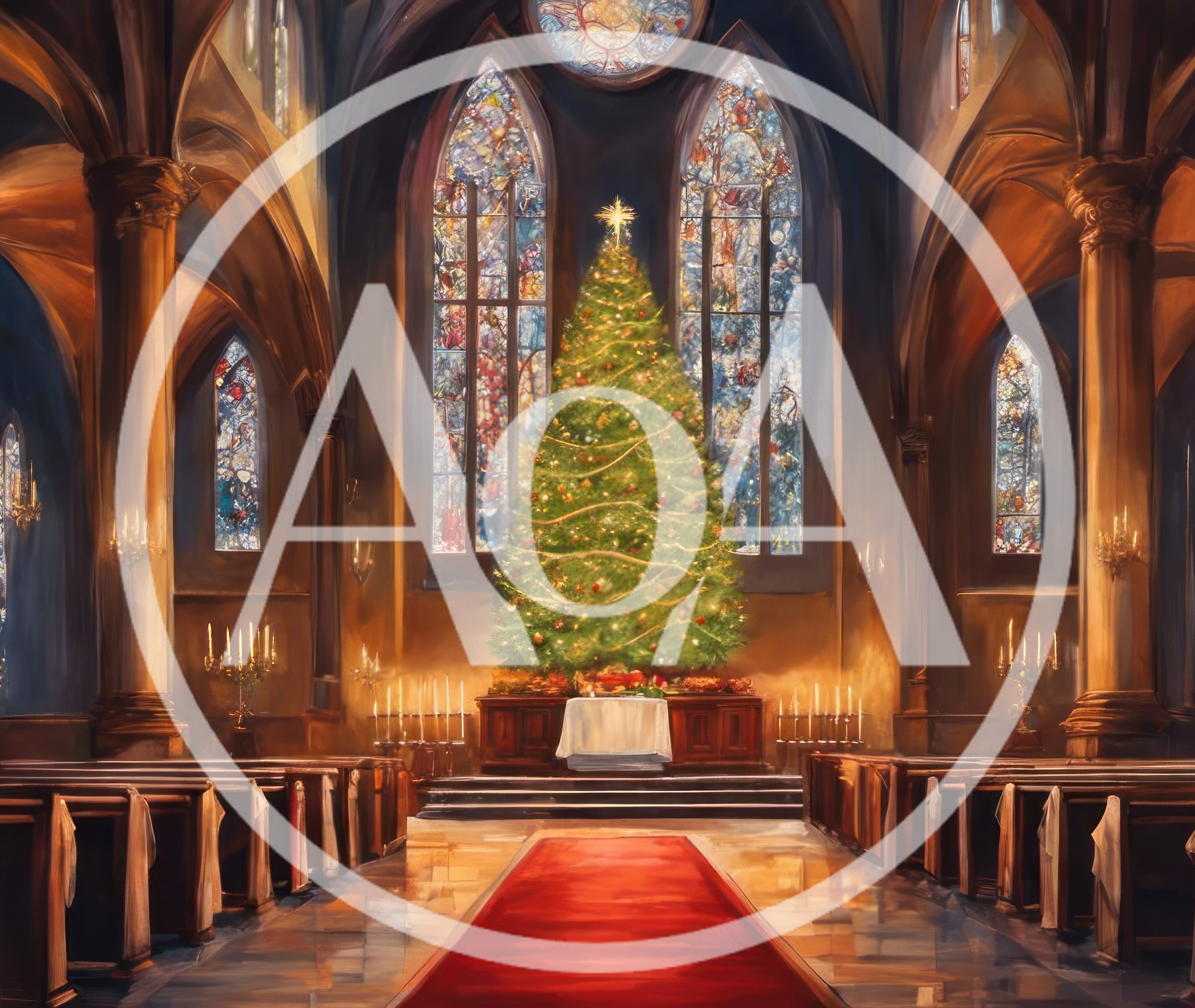 Christmas Tree Inside A Traditional Church Sanctuary