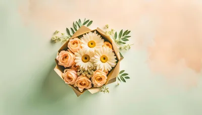 Elegant Bouquet of Peach Roses and White Daisies