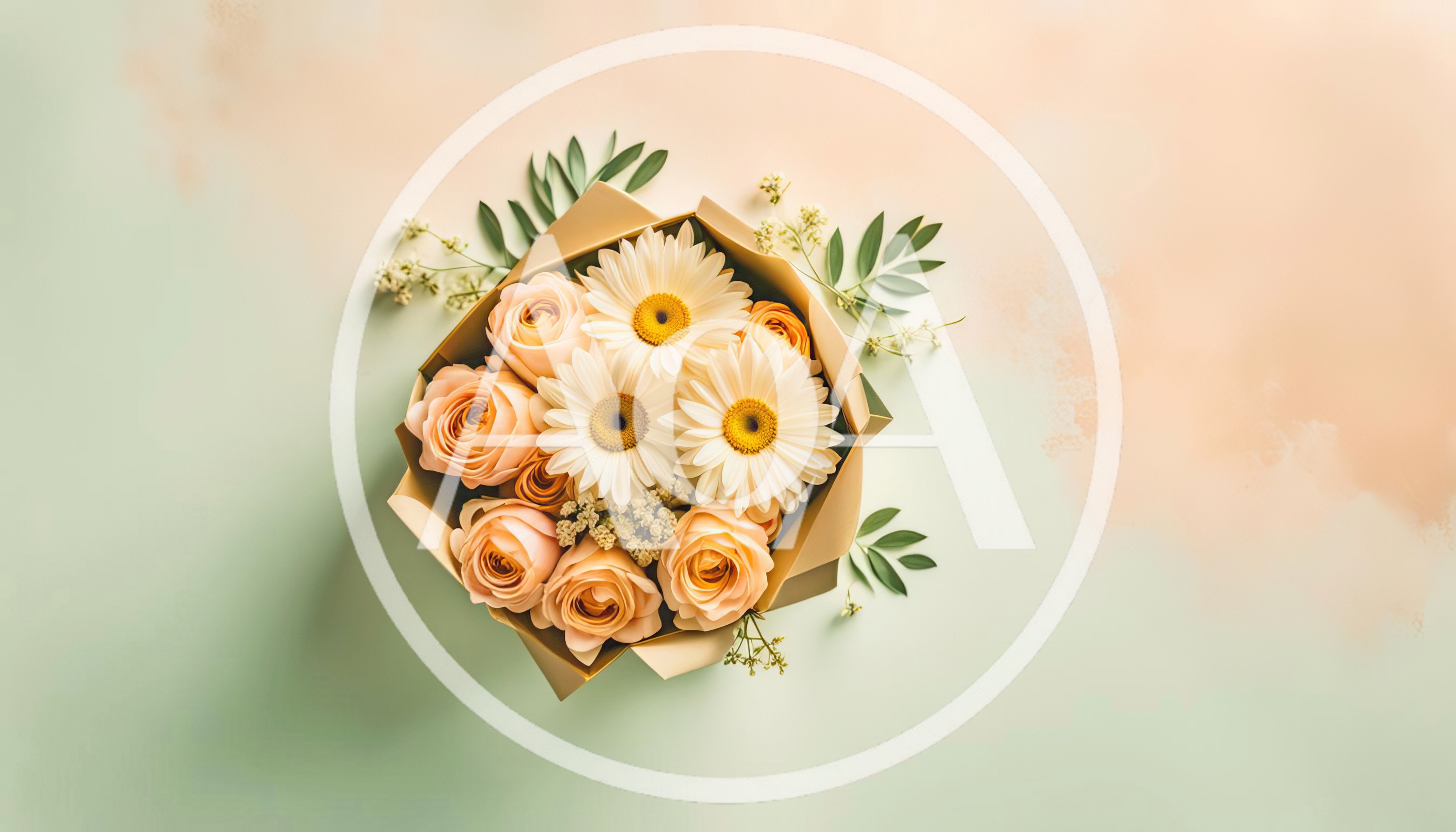Elegant Bouquet of Peach Roses and White Daisies