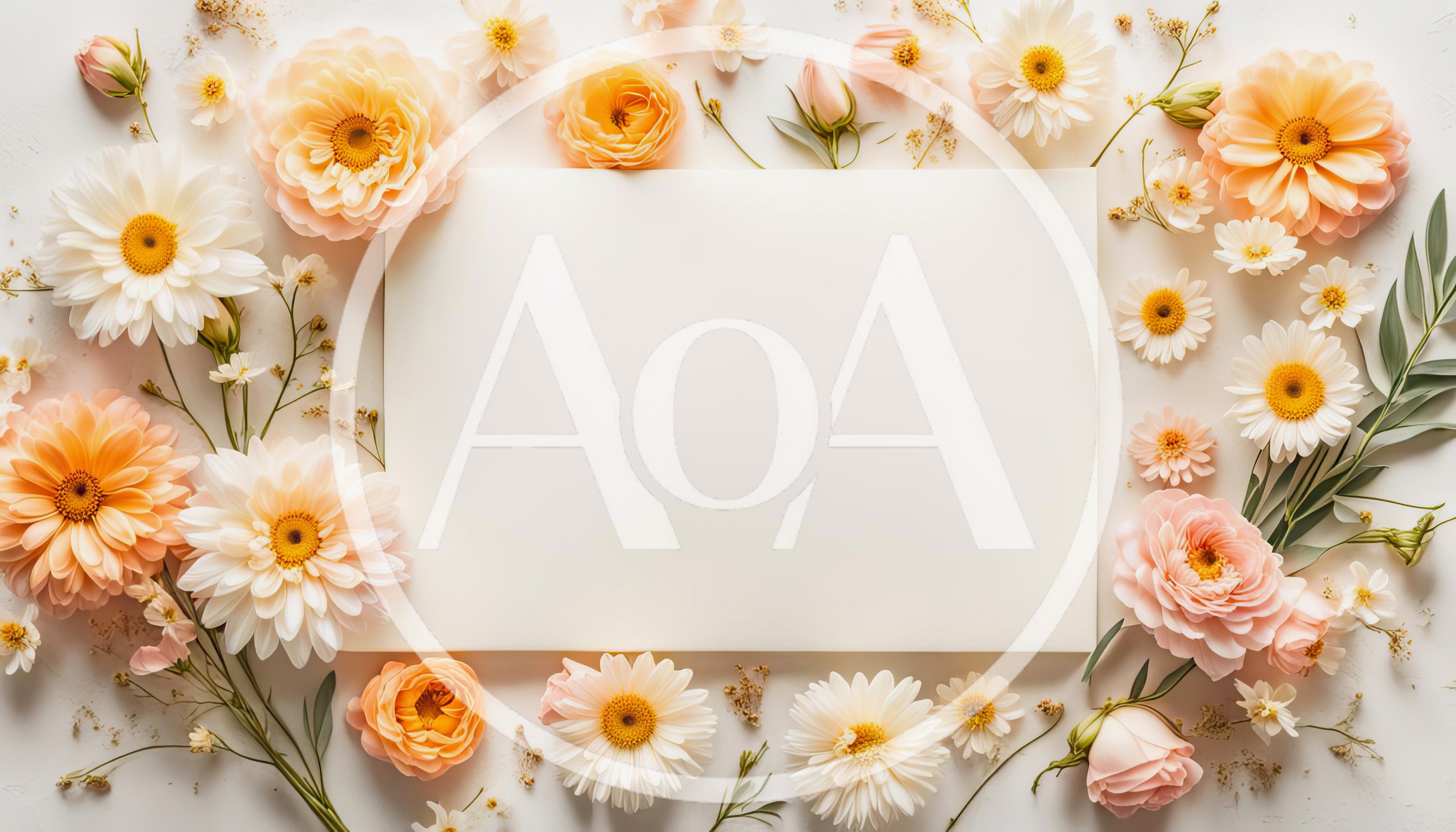 Floral Frame With Blank Paper On White Background