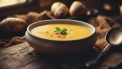 Creamy Potato Soup in a Ceramic Bowl