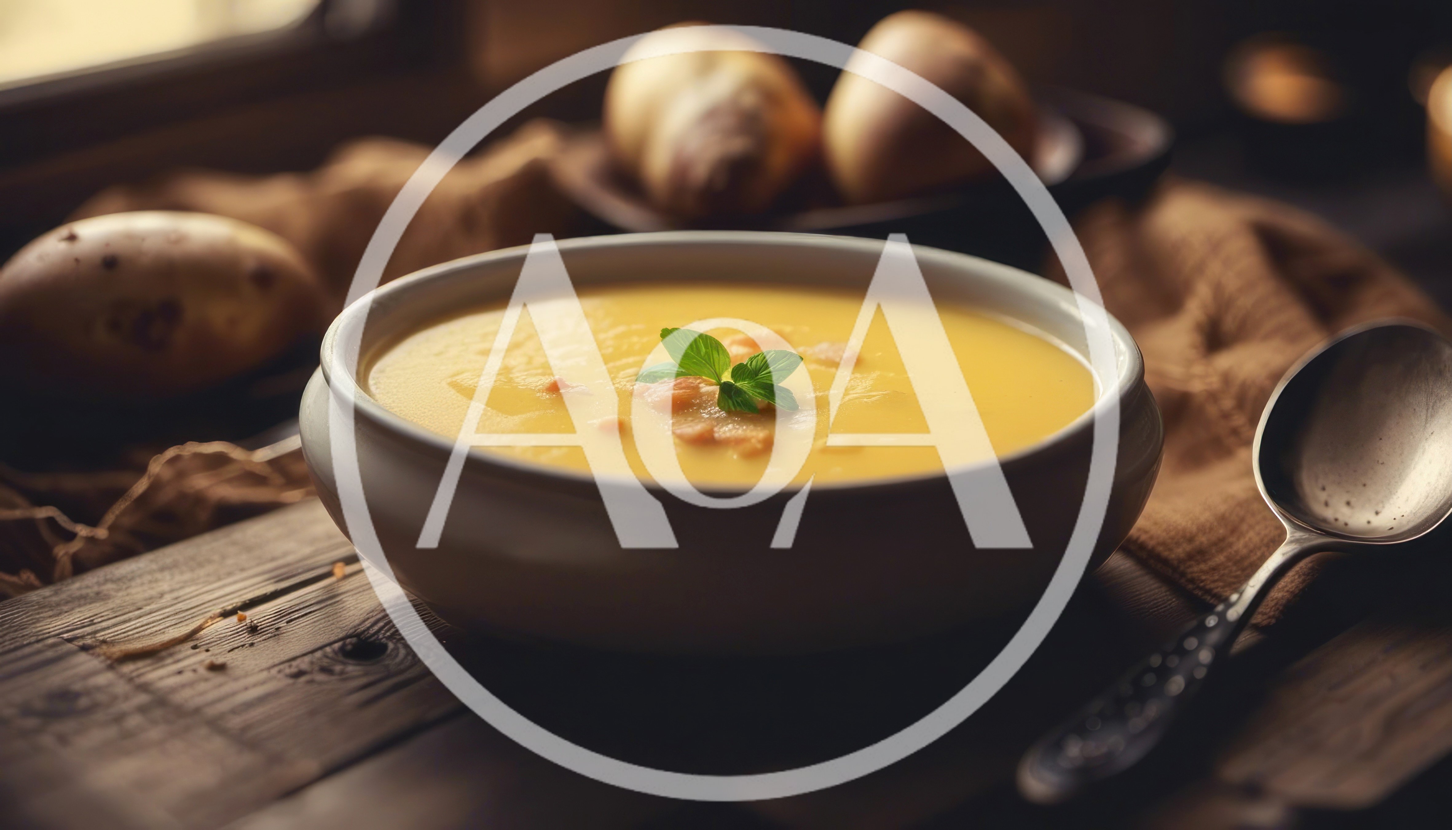 Creamy Potato Soup in a Ceramic Bowl