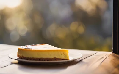 Single Slice Of Cheesecake On A Plate