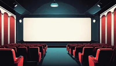 Empty Movie Theater With Red Seats And Large Screen