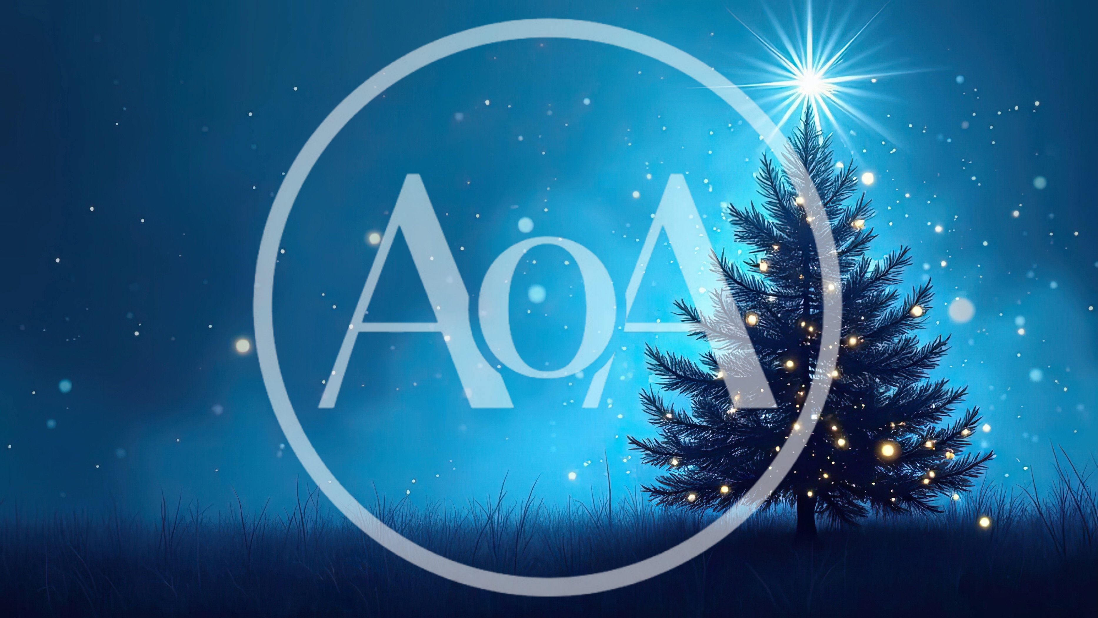 Illuminated Christmas Tree Under A Glowing Starry Sky
