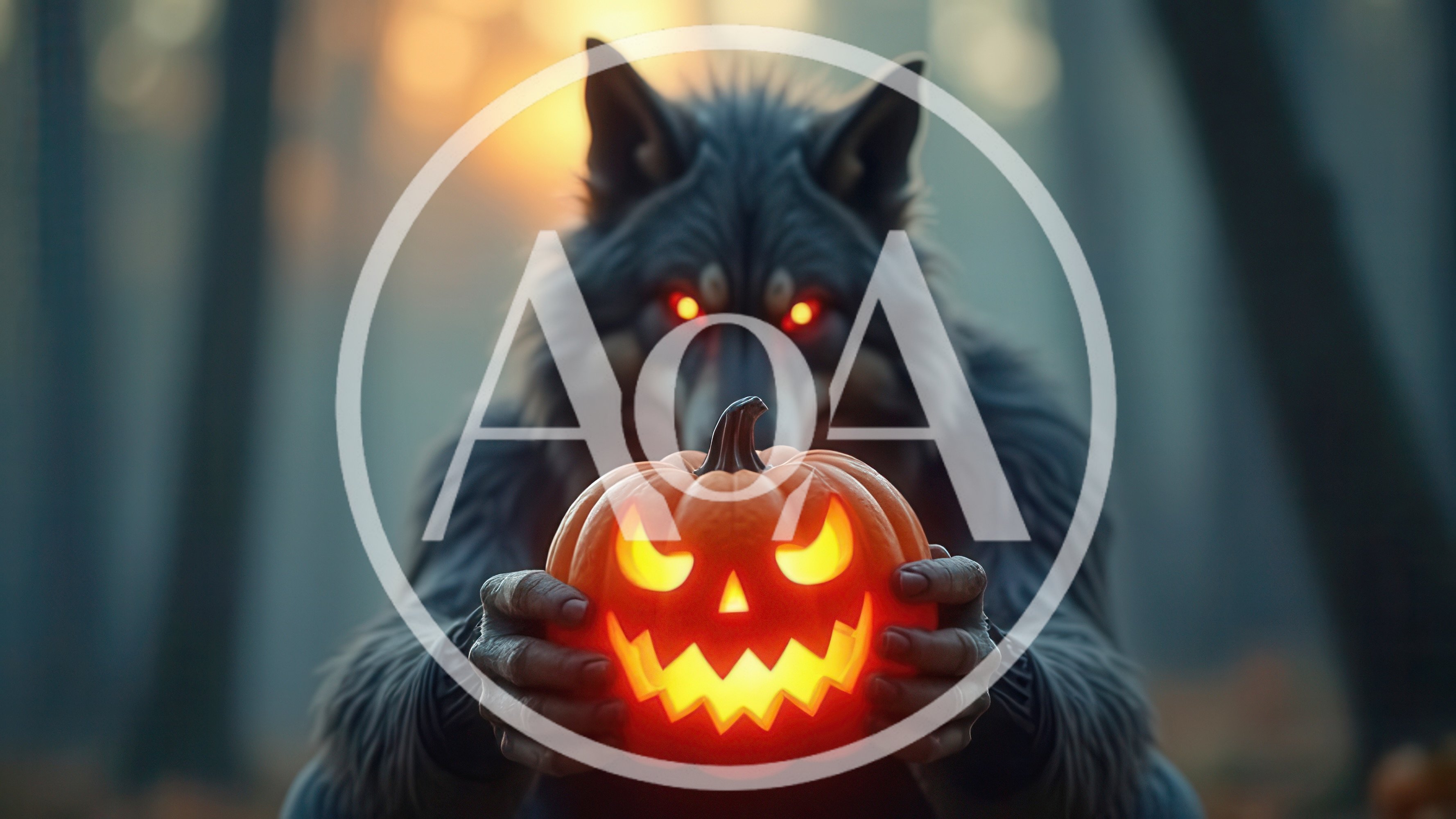 Werewolf Holding A Glowing Jack O Lantern