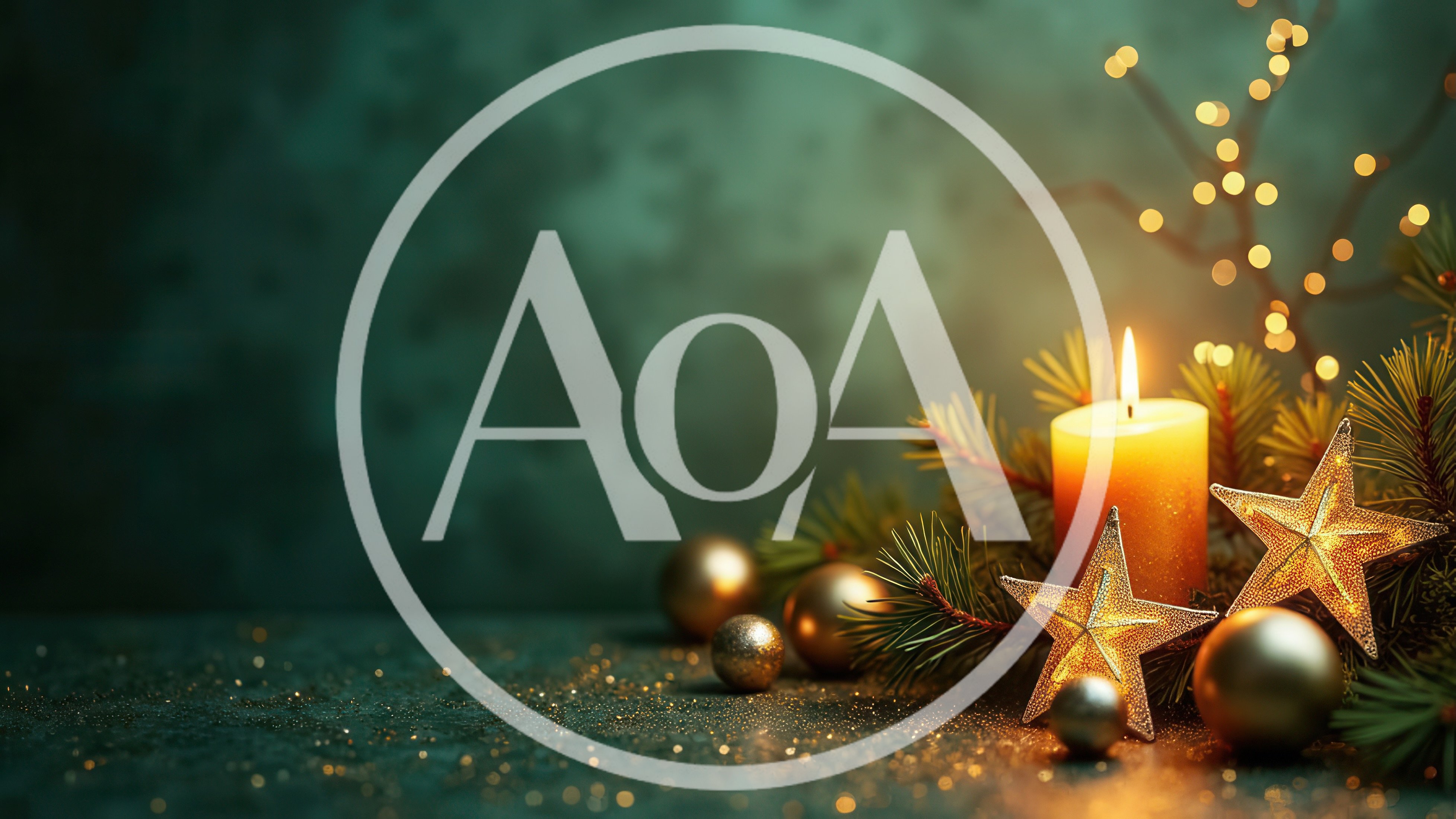 Christmas Candle With Golden Stars And Ornaments