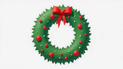 3D Rendered Christmas Wreath With Red Ornaments