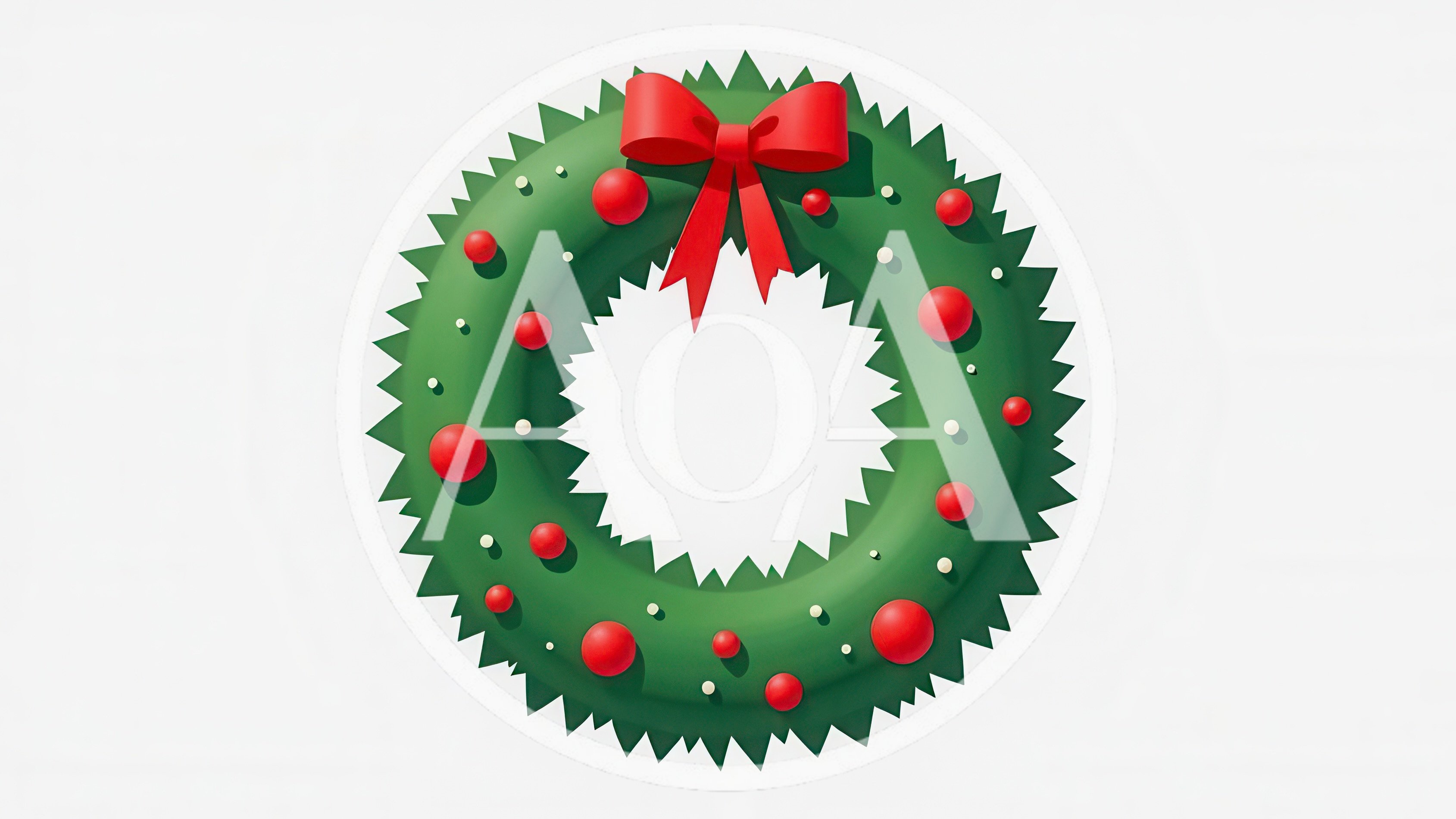 3D Rendered Christmas Wreath With Red Ornaments
