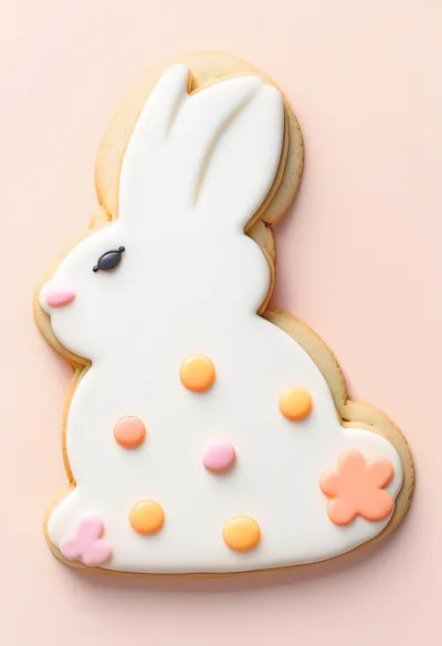 Easter Bunny Shaped Sugar Cookie With Pastel Decorations