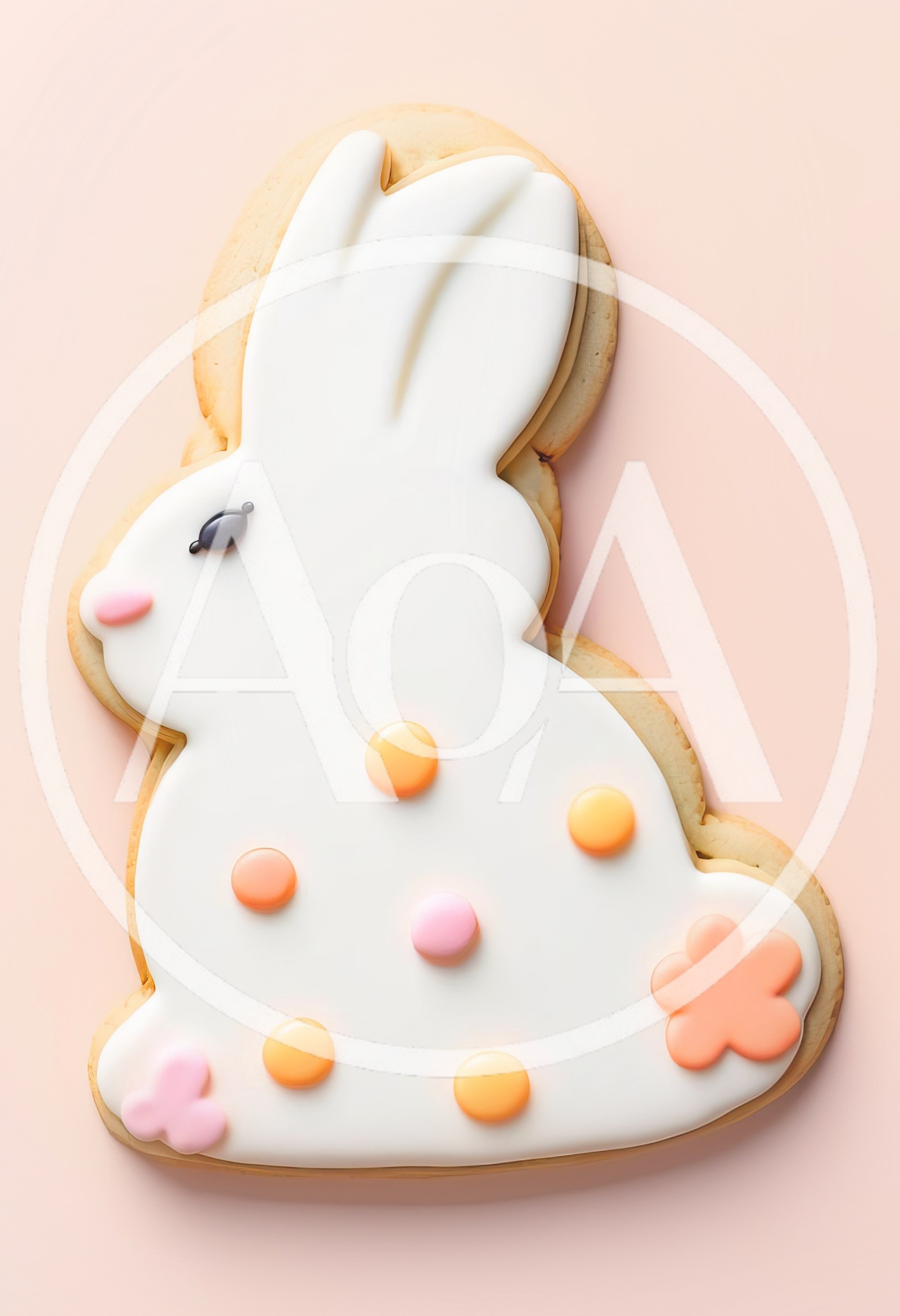 Easter Bunny Shaped Sugar Cookie With Pastel Decorations