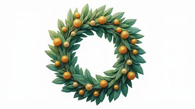 Decorative Christmas Wreath With Golden Ornaments