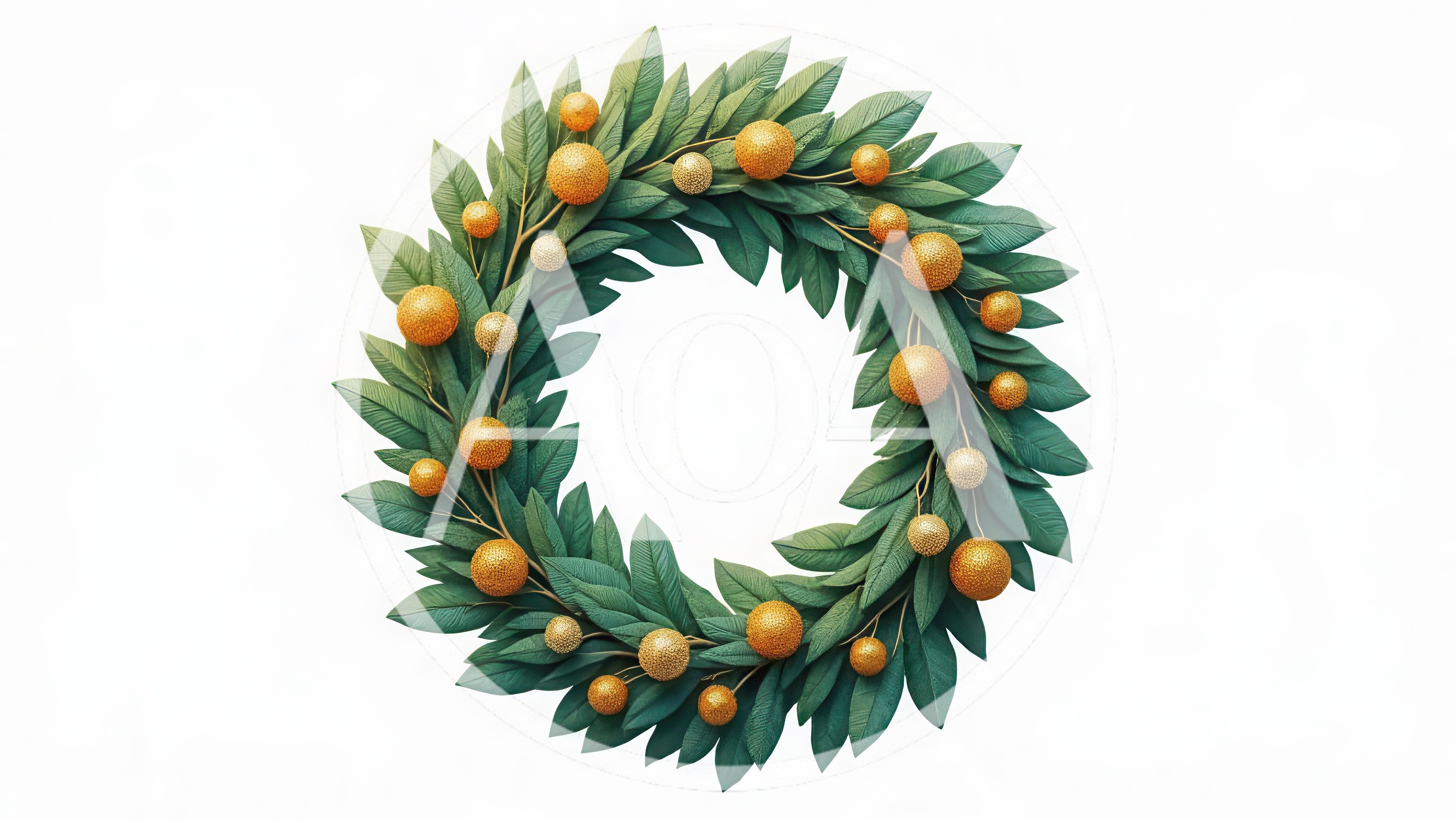 Decorative Christmas Wreath With Golden Ornaments