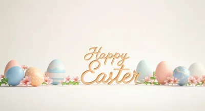Easter Eggs And Gold Happy Easter Text