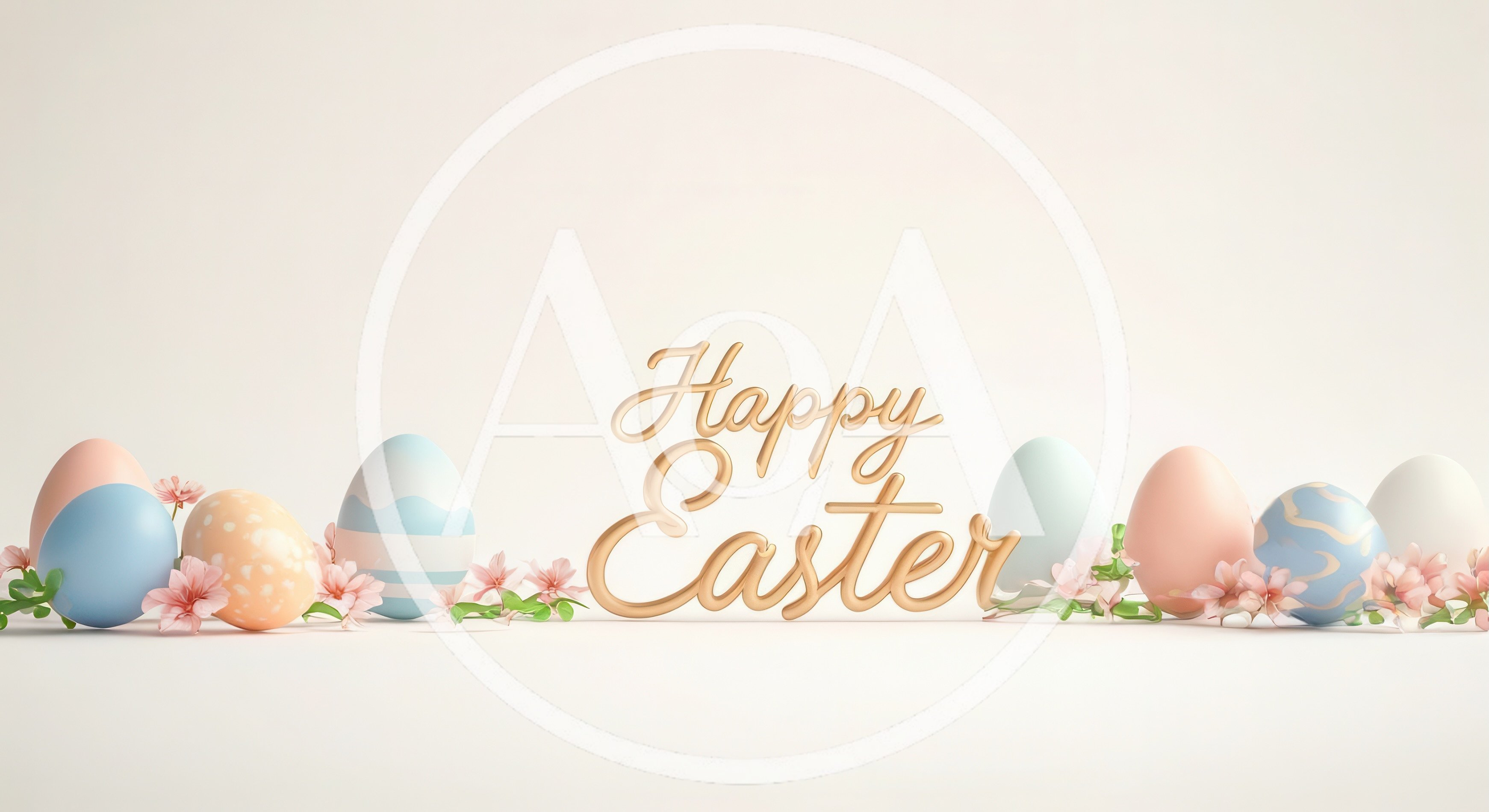 Easter Eggs And Gold Happy Easter Text